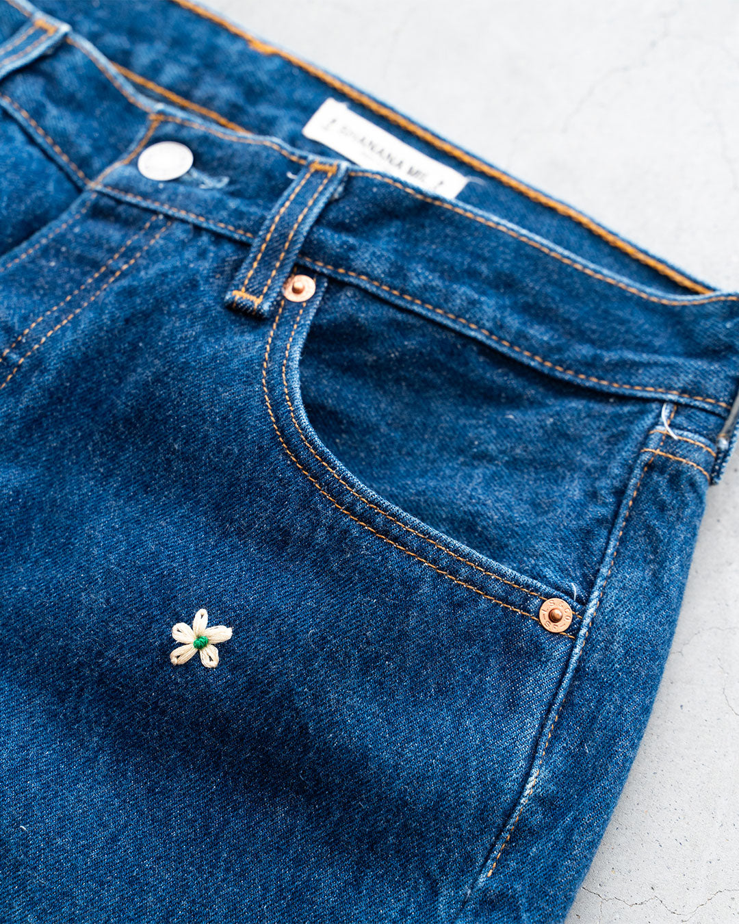 【SHANANA MIL】Used 501 Denim『Hand Embroidery Daisy』③