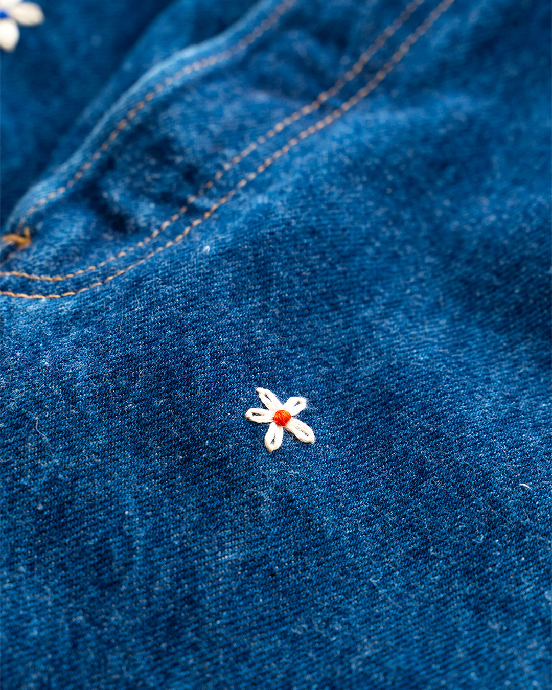 【SHANANA MIL】Used 501 Denim『Hand Embroidery Daisy』③