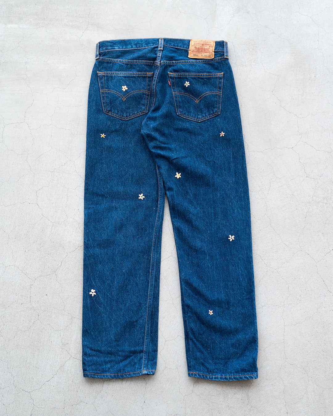 【SHANANA MIL】Used 501 Denim『Hand Embroidery Daisy』③