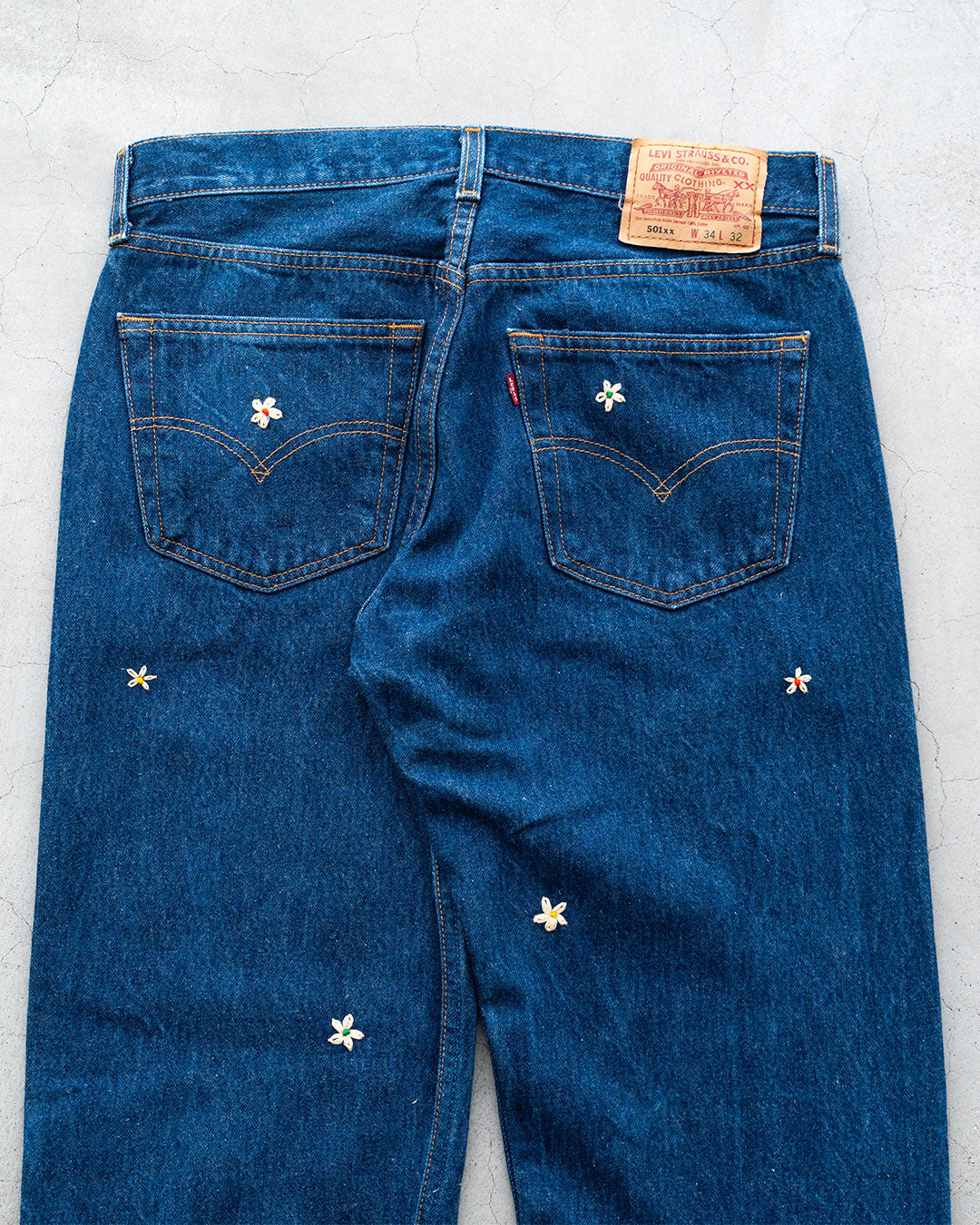 【SHANANA MIL】Used 501 Denim『Hand Embroidery Daisy』③