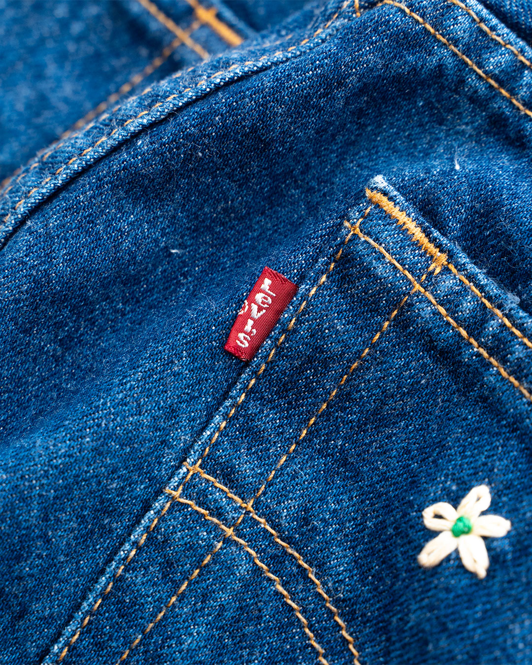 【SHANANA MIL】Used 501 Denim『Hand Embroidery Daisy』③