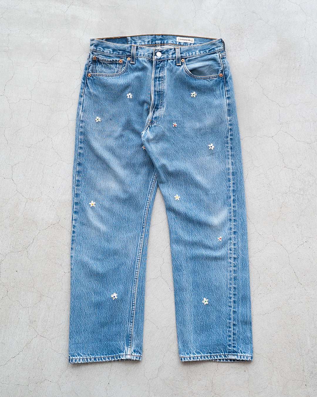 【SHANANA MIL】Used 501 Denim『Hand Embroidery Daisy』④