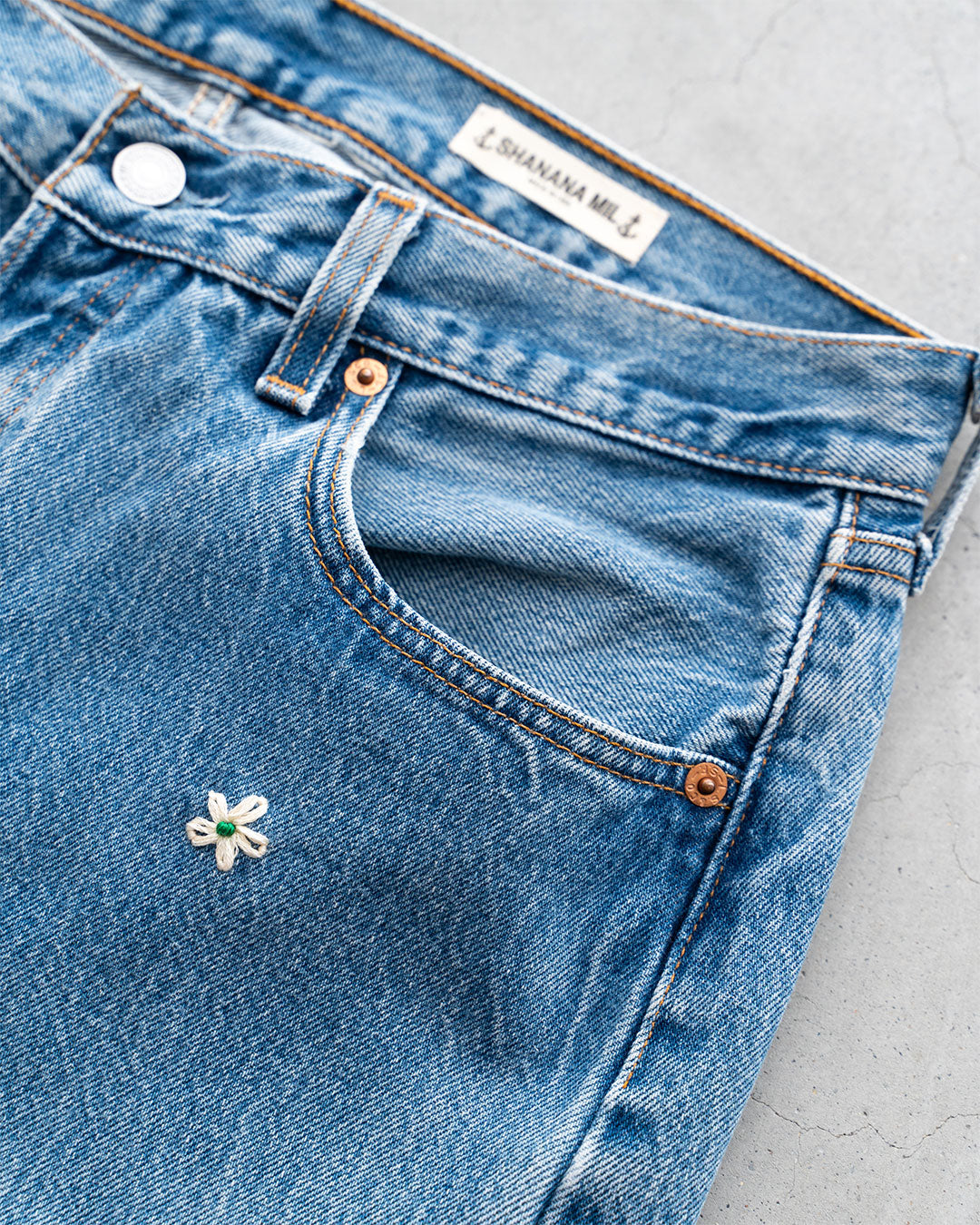 【SHANANA MIL】Used 501 Denim『Hand Embroidery Daisy』④