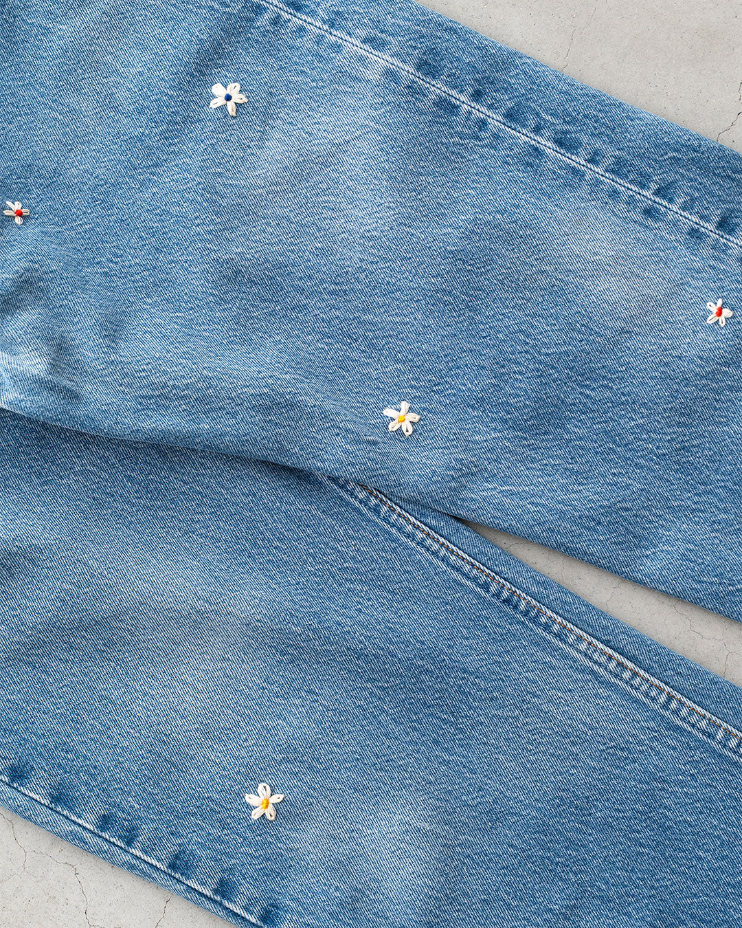 【SHANANA MIL】Used 501 Denim『Hand Embroidery Daisy』④