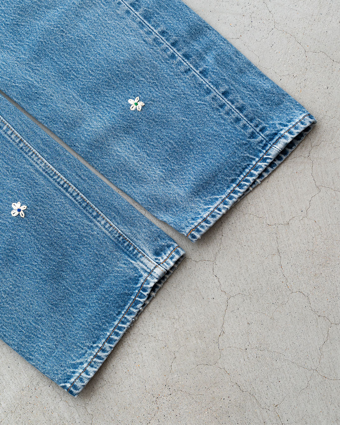 【SHANANA MIL】Used 501 Denim『Hand Embroidery Daisy』④