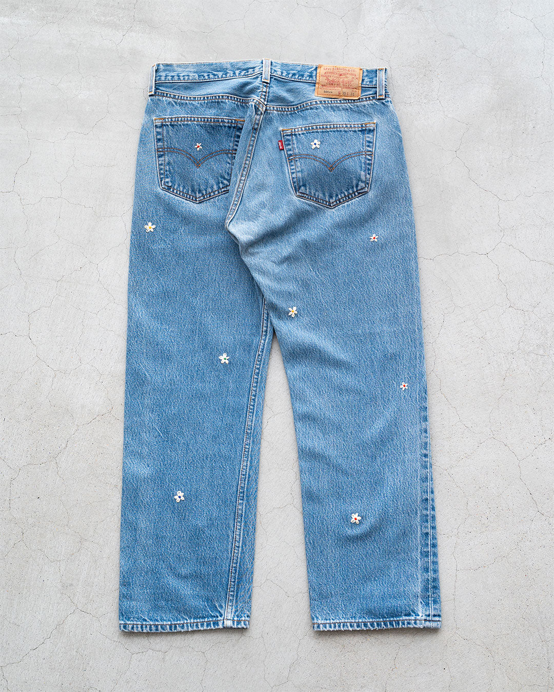 【SHANANA MIL】Used 501 Denim『Hand Embroidery Daisy』④