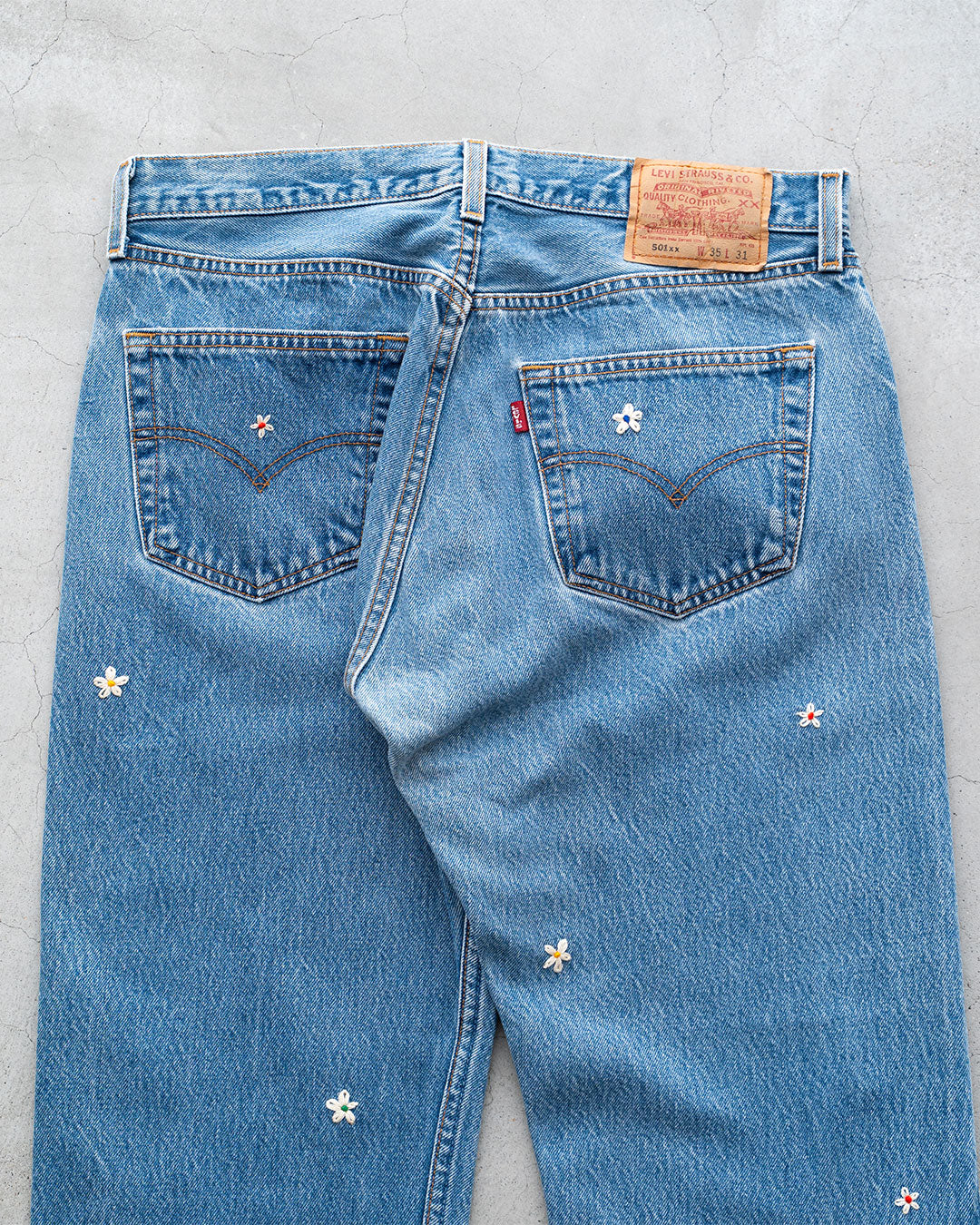 【SHANANA MIL】Used 501 Denim『Hand Embroidery Daisy』④