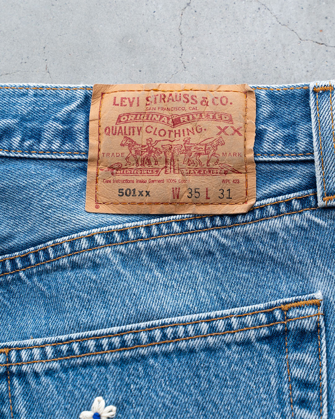 【SHANANA MIL】Used 501 Denim『Hand Embroidery Daisy』④