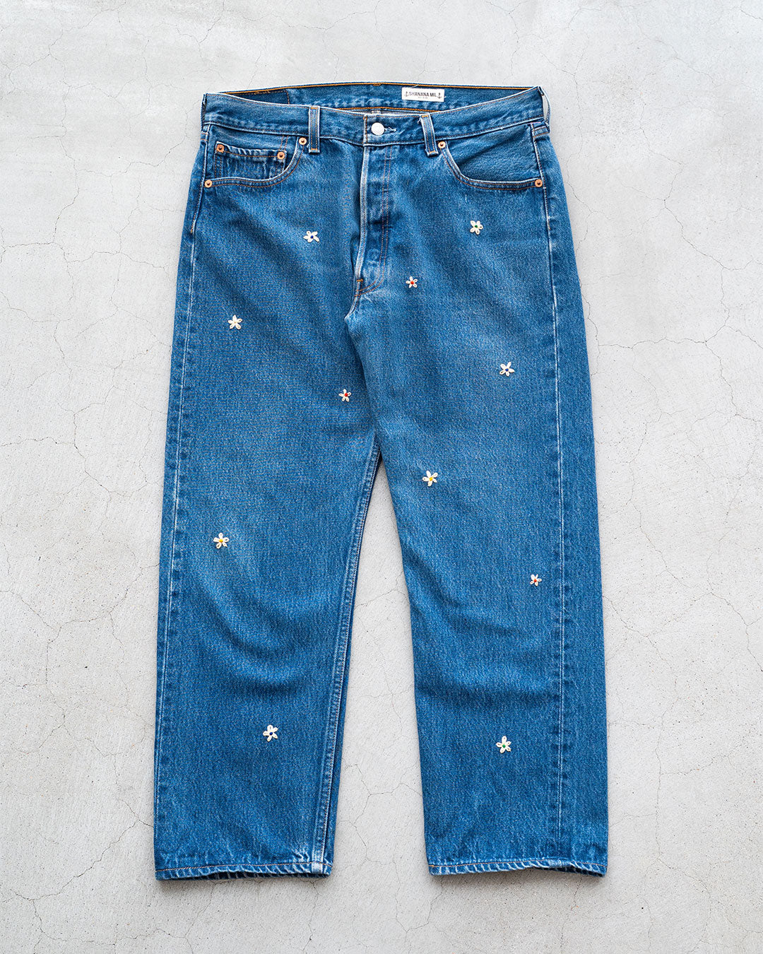 【SHANANA MIL】Used 501 Denim『Hand Embroidery Daisy』⑤
