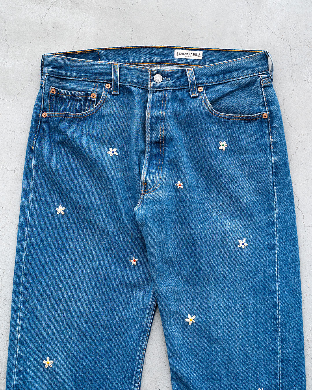 【SHANANA MIL】Used 501 Denim『Hand Embroidery Daisy』⑤