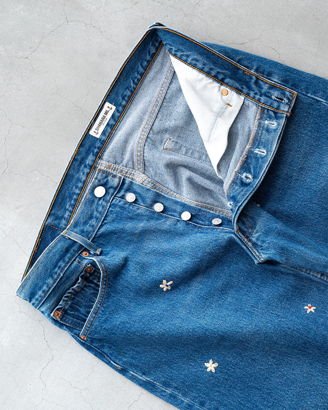 【SHANANA MIL】Used 501 Denim『Hand Embroidery Daisy』⑤