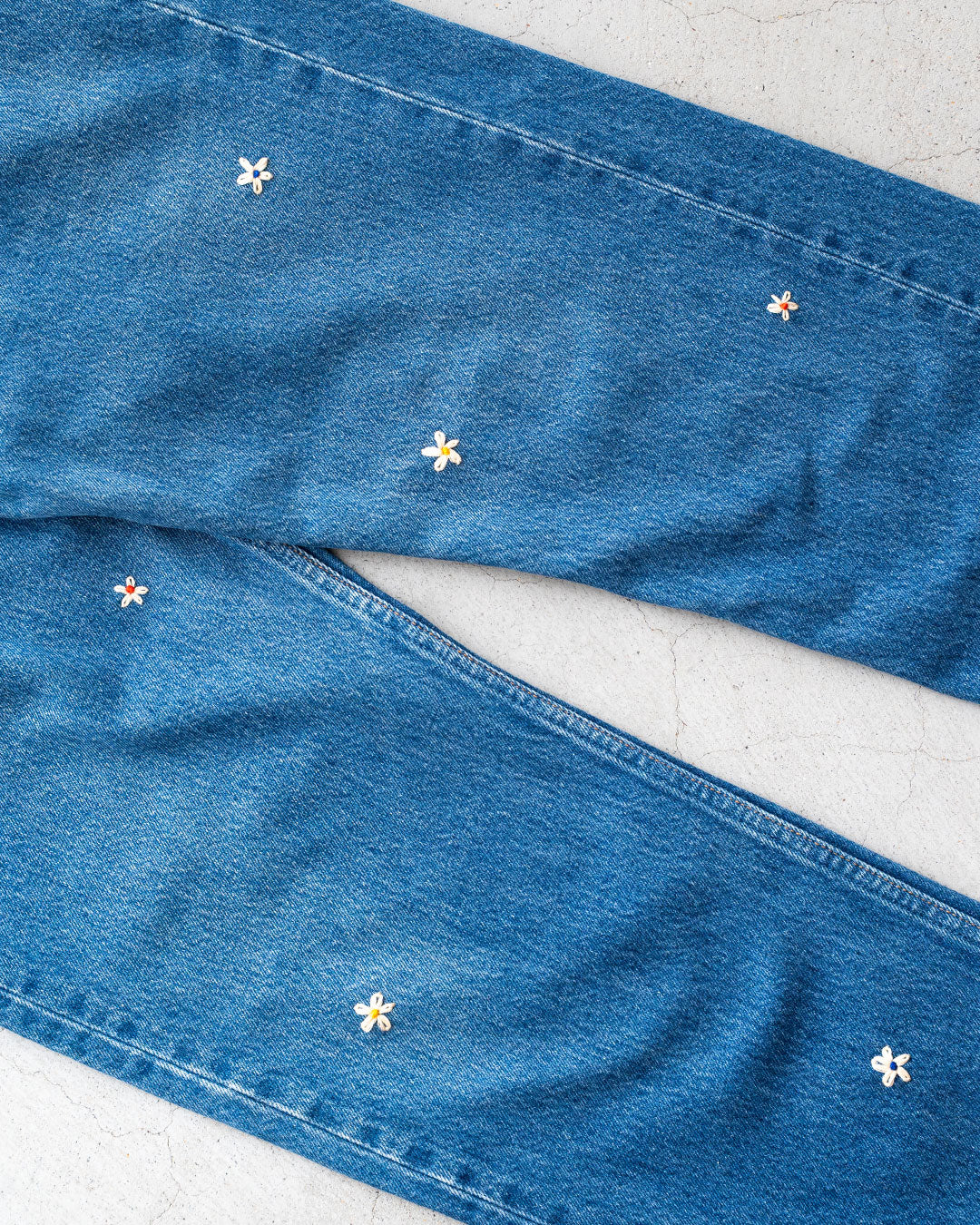 【SHANANA MIL】Used 501 Denim『Hand Embroidery Daisy』⑤