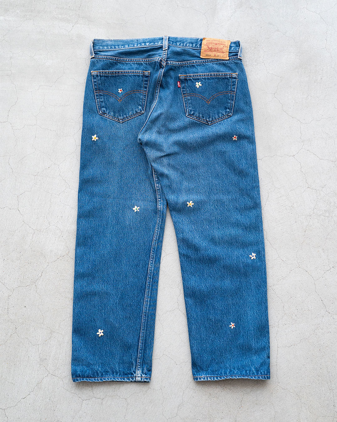 【SHANANA MIL】Used 501 Denim『Hand Embroidery Daisy』⑤