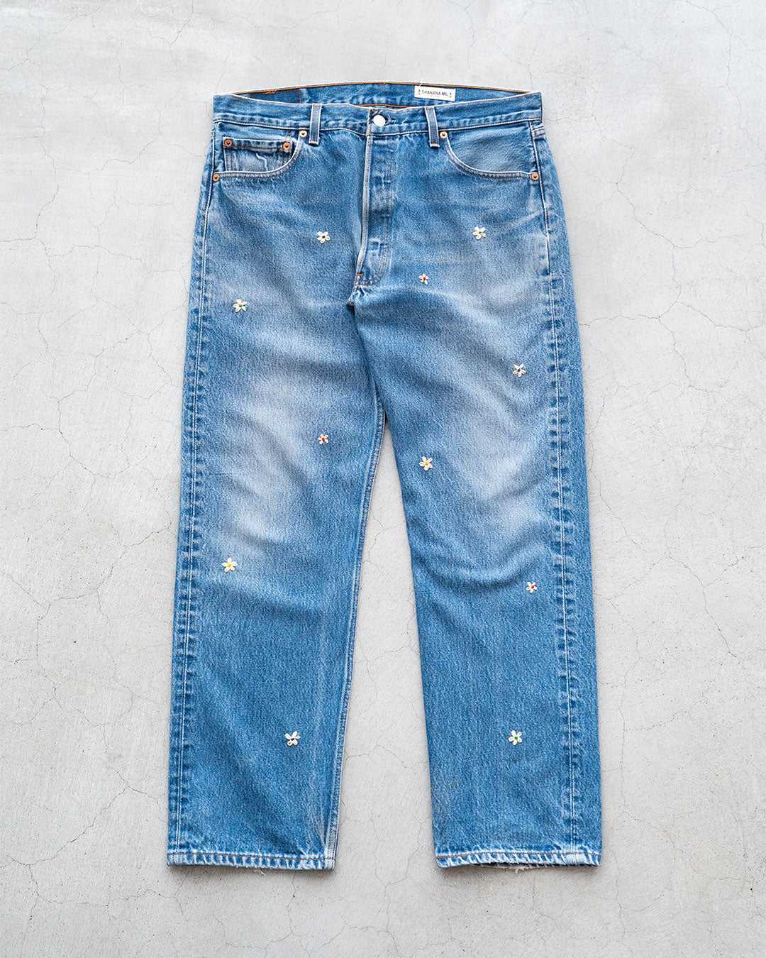 【SHANANA MIL】Used 501 Denim『Hand Embroidery Daisy』⑥