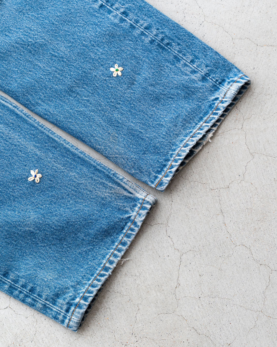 【SHANANA MIL】Used 501 Denim『Hand Embroidery Daisy』⑥