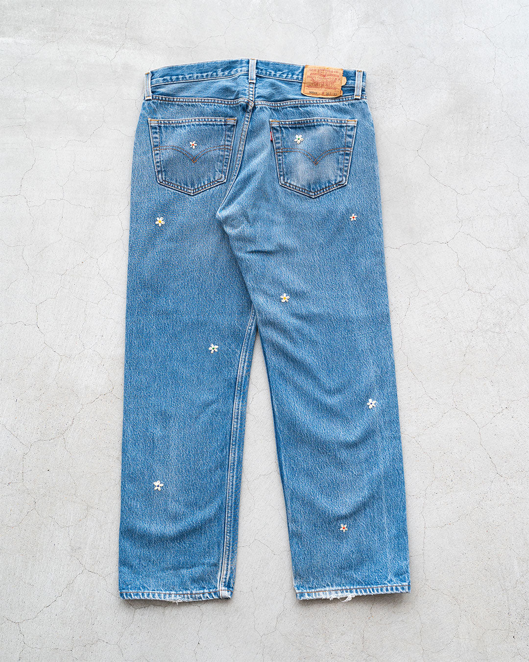 【SHANANA MIL】Used 501 Denim『Hand Embroidery Daisy』⑥