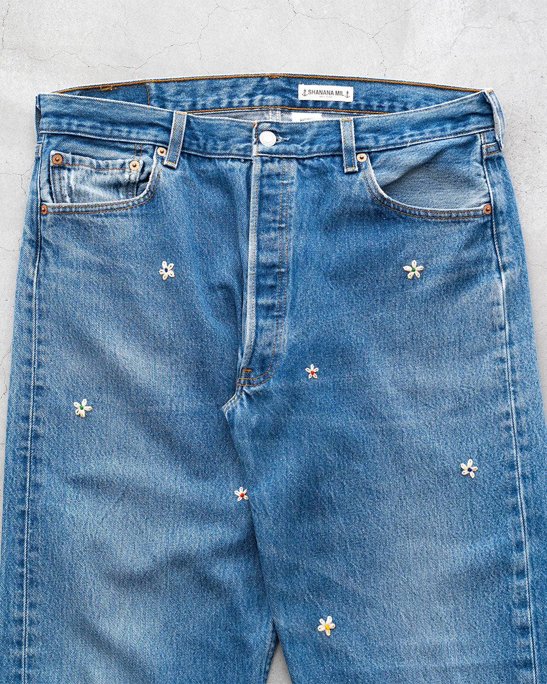 【SHANANA MIL】Used 501 Denim『Hand Embroidery Daisy』⑦