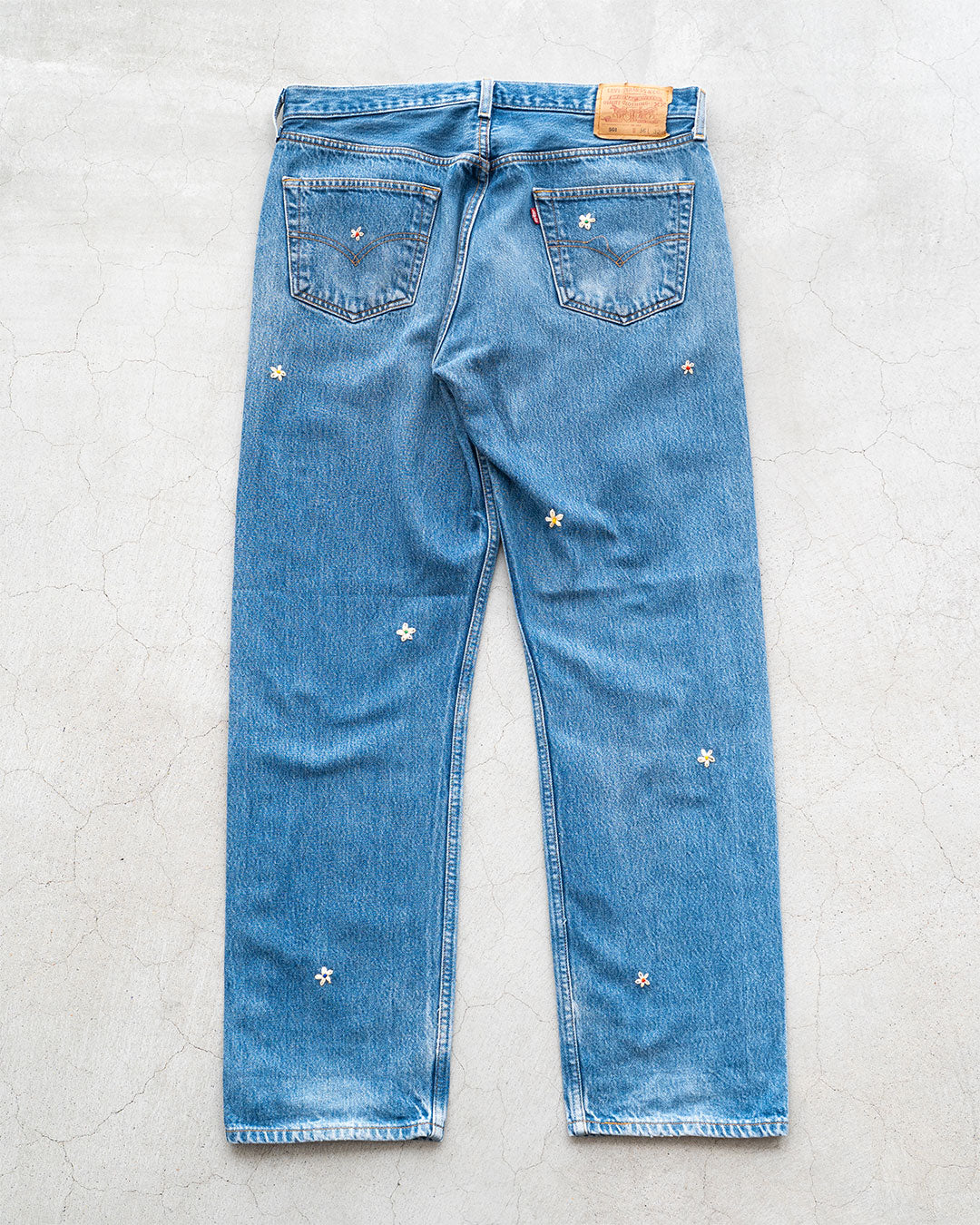 【SHANANA MIL】Used 501 Denim『Hand Embroidery Daisy』⑦