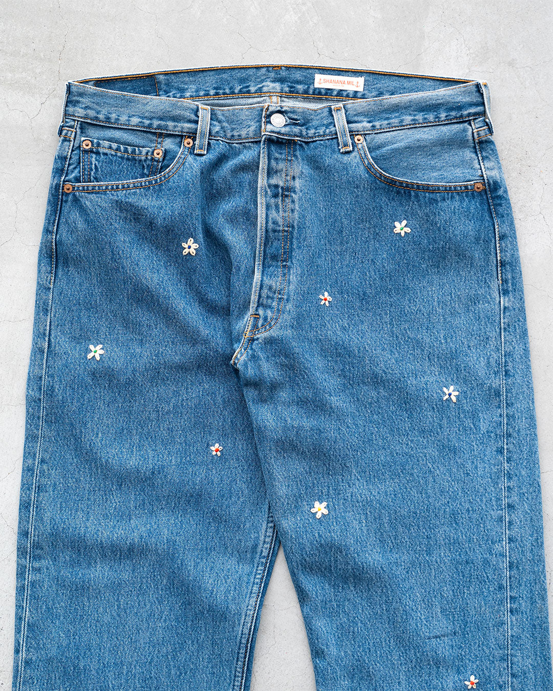 【SHANANA MIL】Used 501 Denim『Hand Embroidery Daisy』⑧