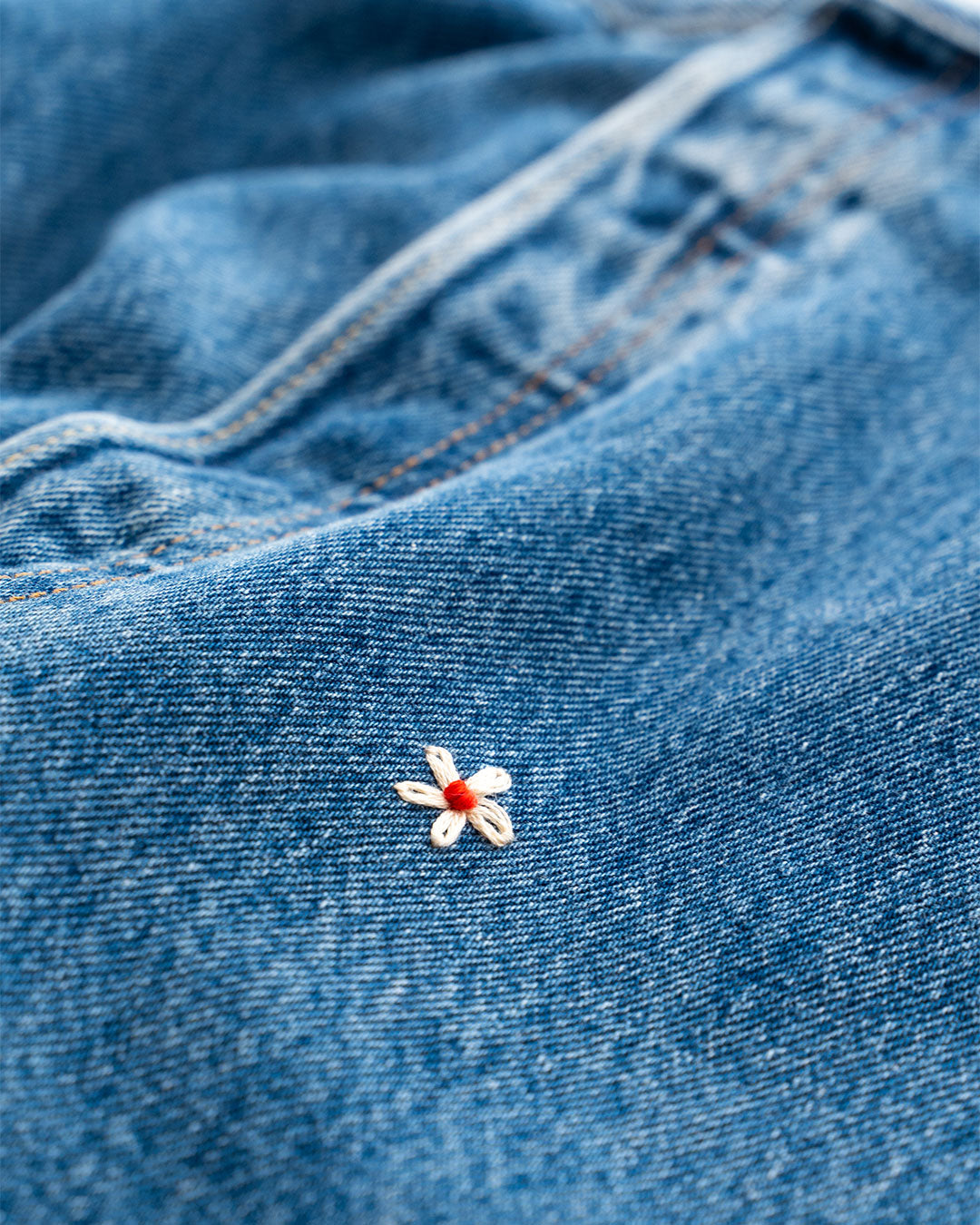 【SHANANA MIL】Used 501 Denim『Hand Embroidery Daisy』⑧