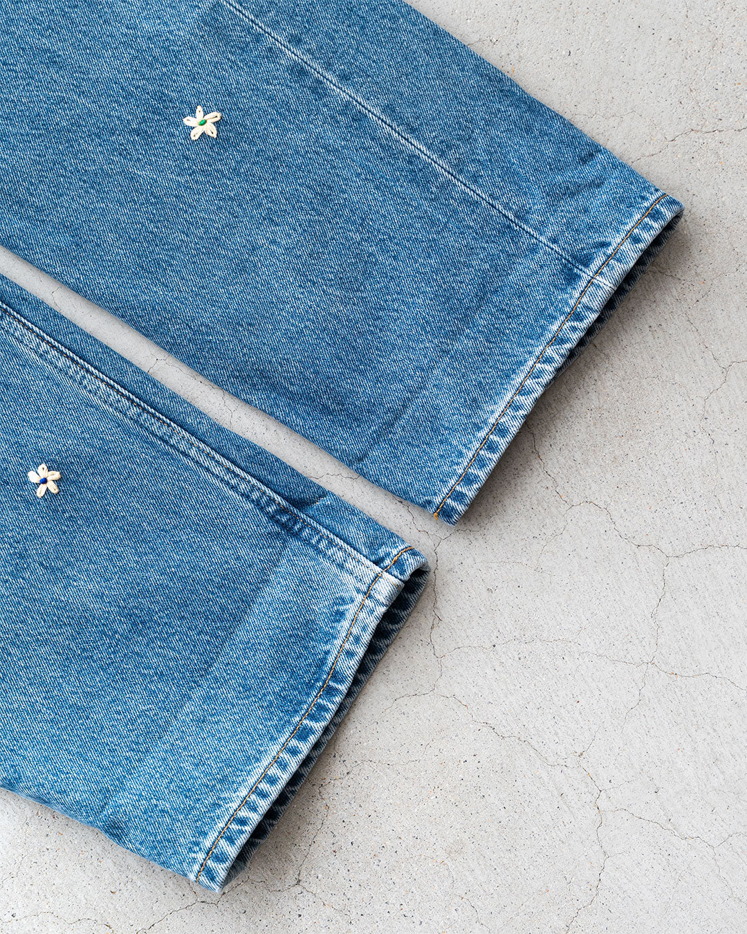 【SHANANA MIL】Used 501 Denim『Hand Embroidery Daisy』⑧