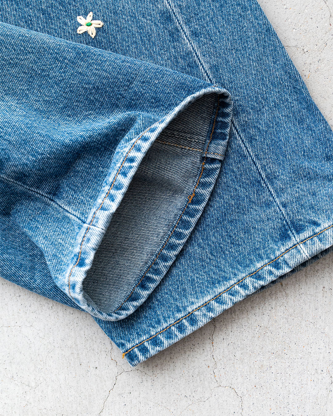 【SHANANA MIL】Used 501 Denim『Hand Embroidery Daisy』⑧