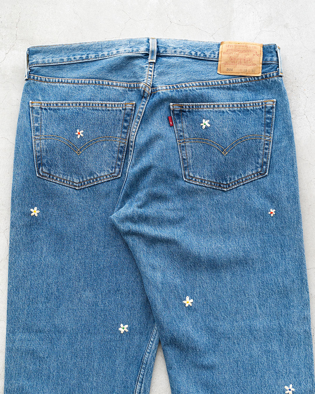 【SHANANA MIL】Used 501 Denim『Hand Embroidery Daisy』⑧