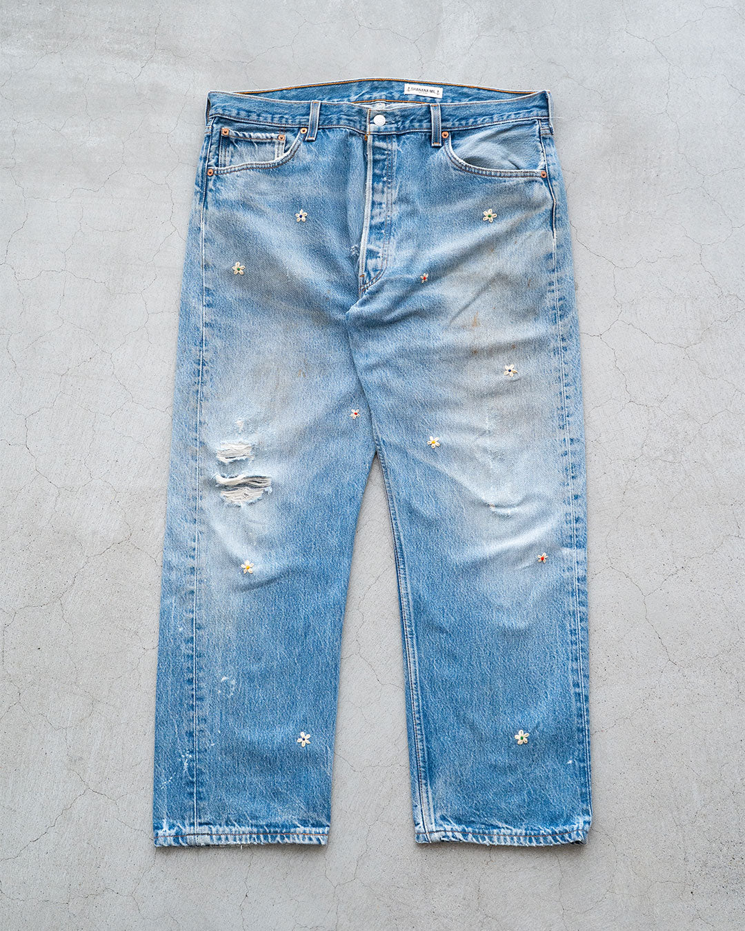 【SHANANA MIL】Used 501 Denim『Hand Embroidery Daisy』⑩