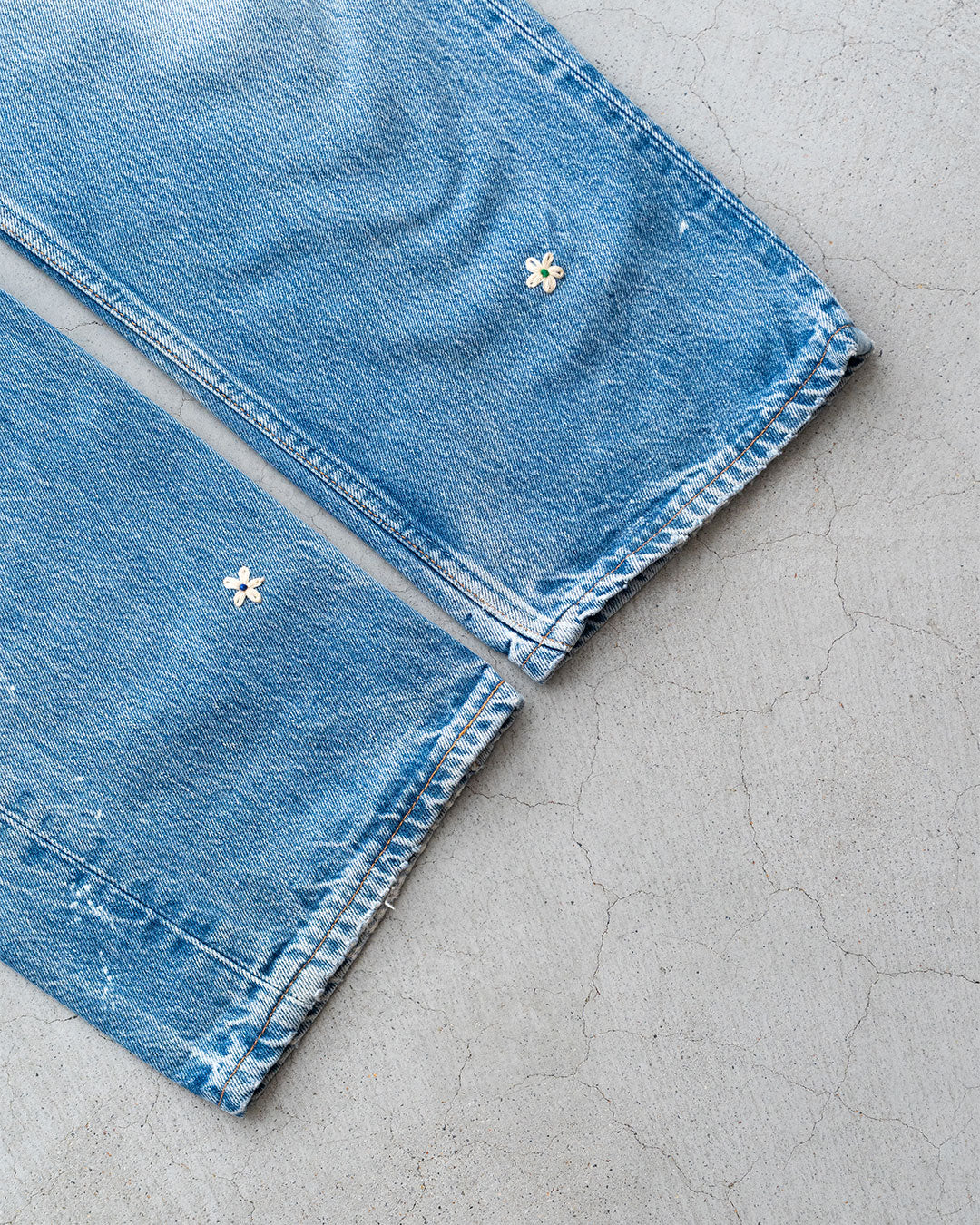 【SHANANA MIL】Used 501 Denim『Hand Embroidery Daisy』⑩