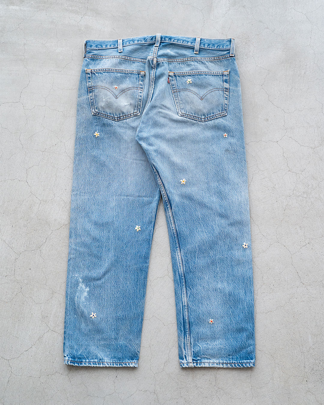 【SHANANA MIL】Used 501 Denim『Hand Embroidery Daisy』⑩