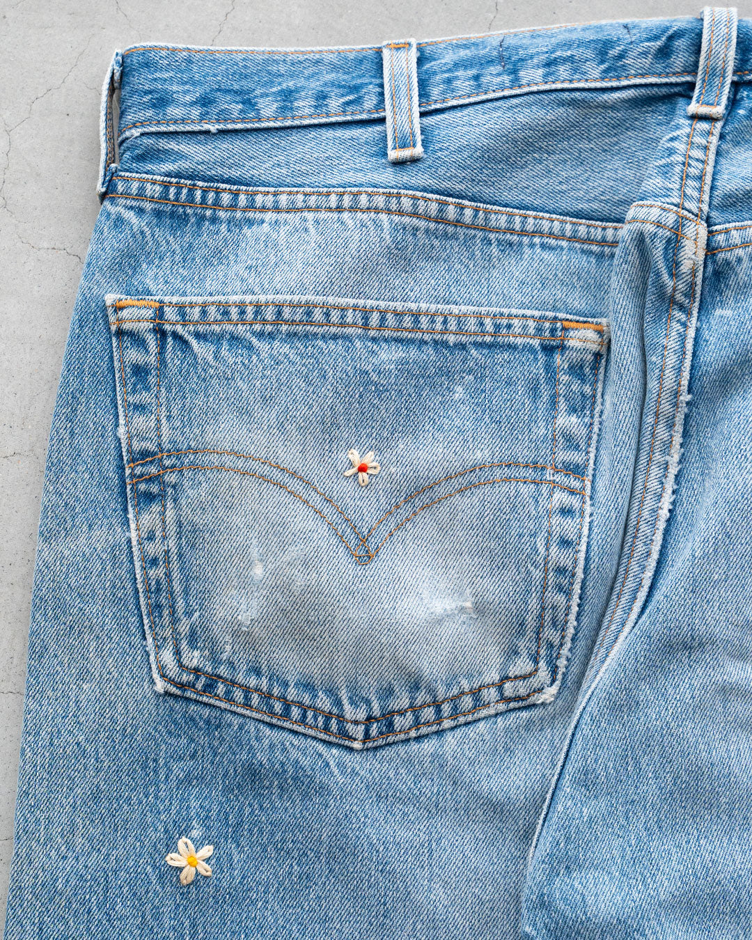 【SHANANA MIL】Used 501 Denim『Hand Embroidery Daisy』⑩