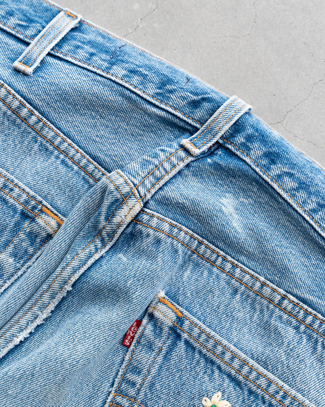 【SHANANA MIL】Used 501 Denim『Hand Embroidery Daisy』⑩