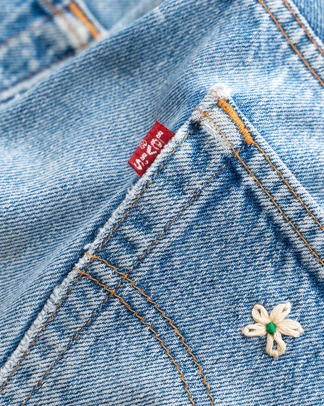 【SHANANA MIL】Used 501 Denim『Hand Embroidery Daisy』⑩