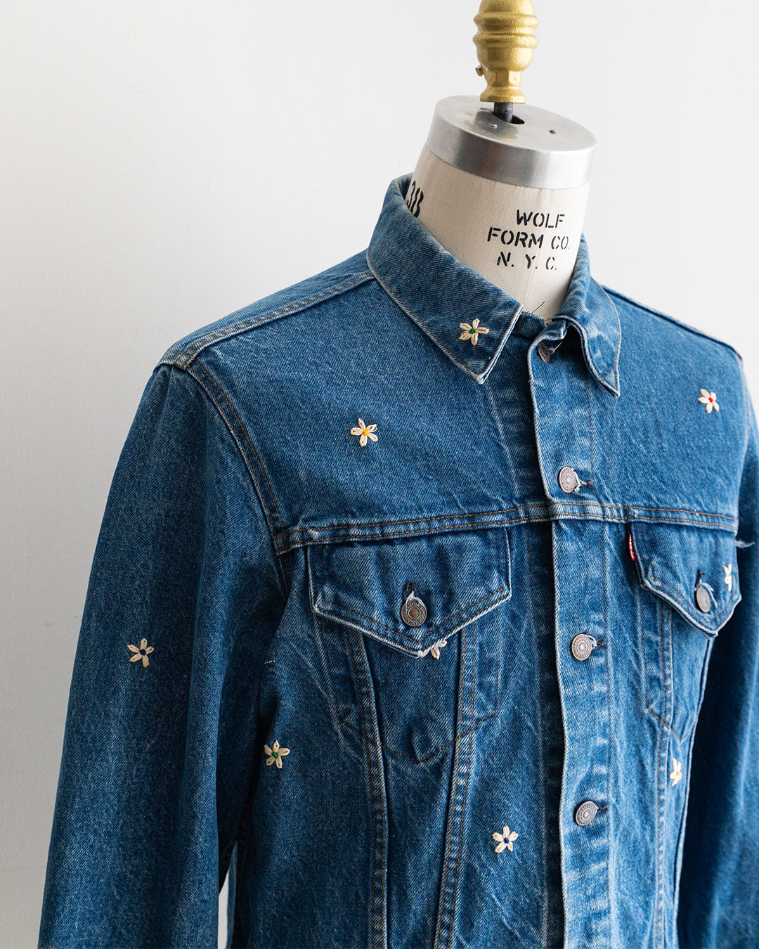 【SHANANA MIL】Used 70505 Denim Jacket 『Hand Embroidery Daisy』 made in USA ①