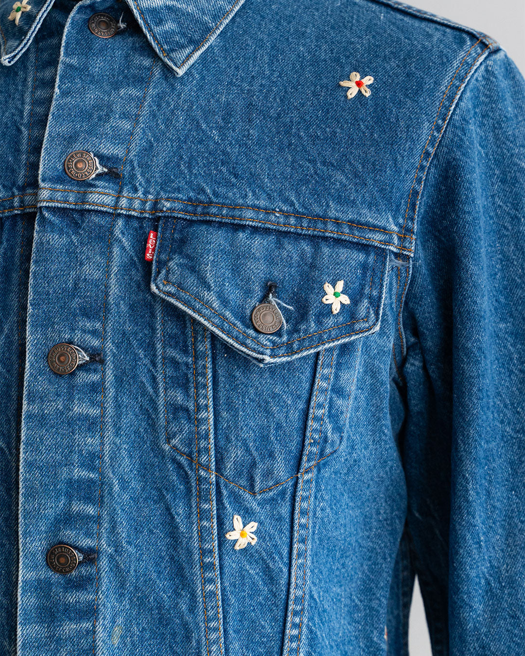 【SHANANA MIL】Used 70505 Denim Jacket 『Hand Embroidery Daisy』 made in USA ①