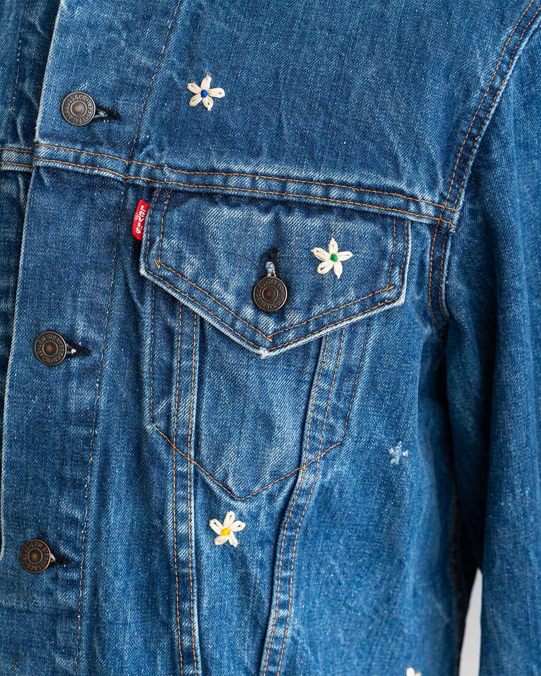 【SHANANA MIL】Used 70505 Denim Jacket 『Hand Embroidery Daisy』made in USA ②