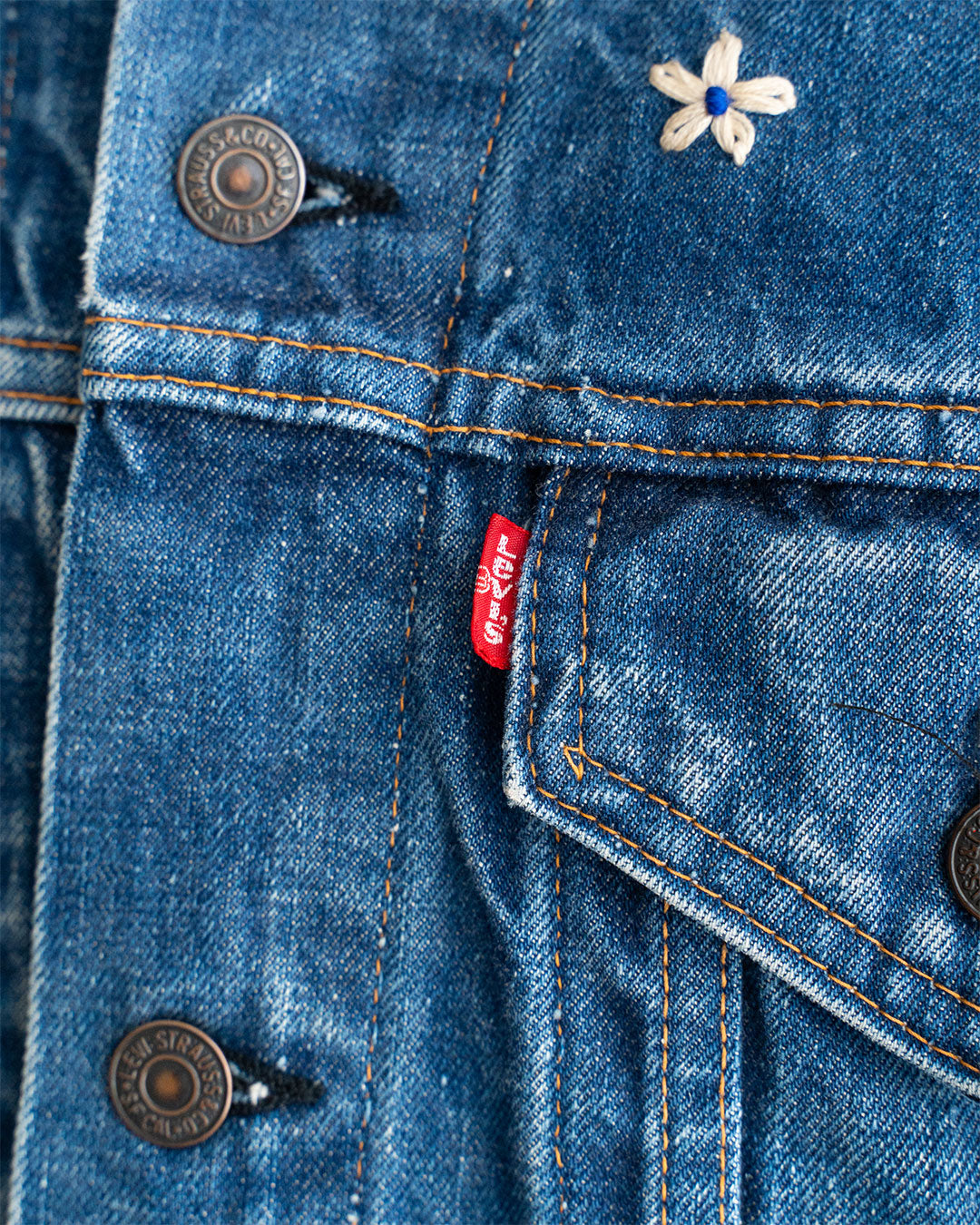 【SHANANA MIL】Used 70505 Denim Jacket 『Hand Embroidery Daisy』made in USA ②