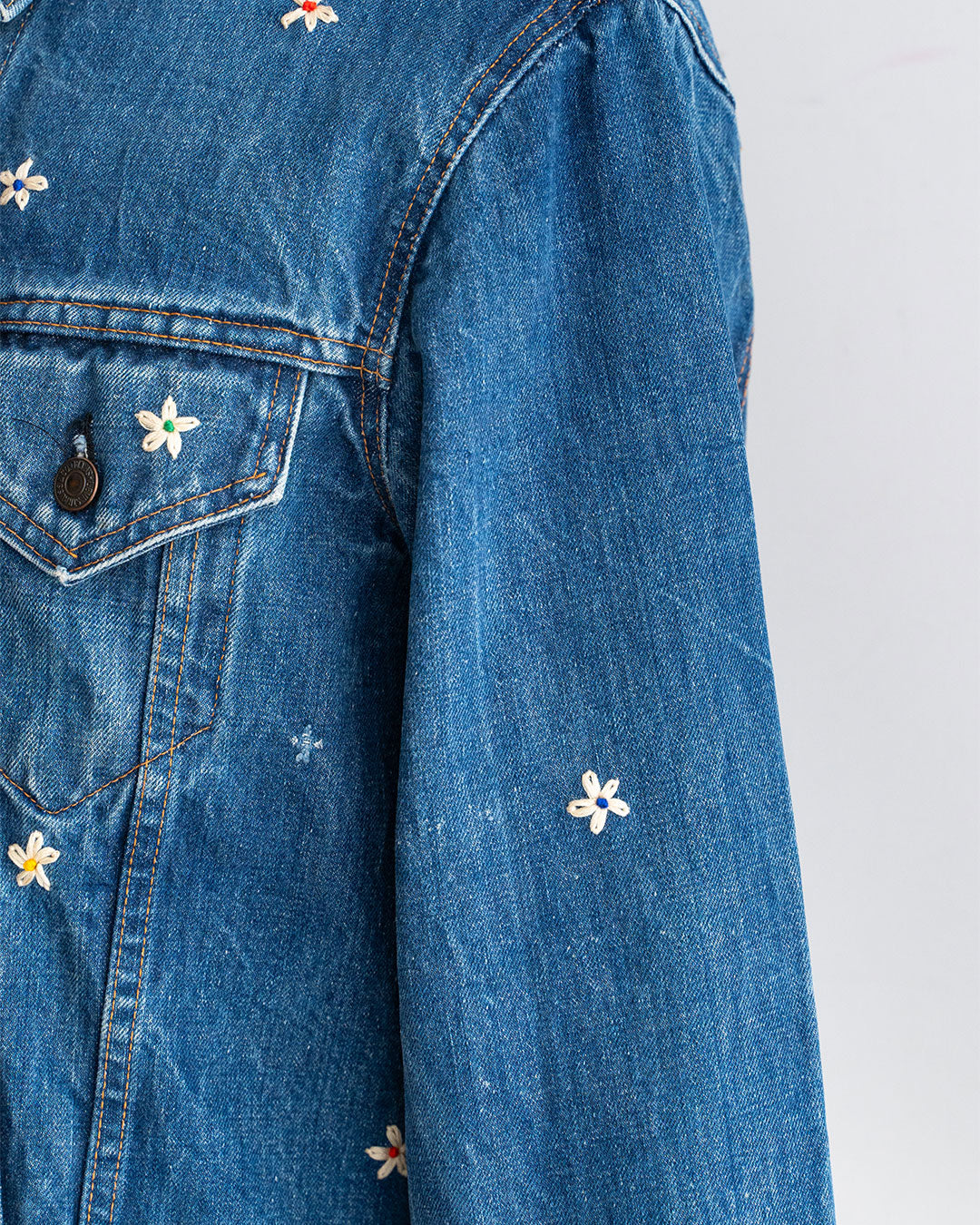 【SHANANA MIL】Used 70505 Denim Jacket 『Hand Embroidery Daisy』made in USA ②