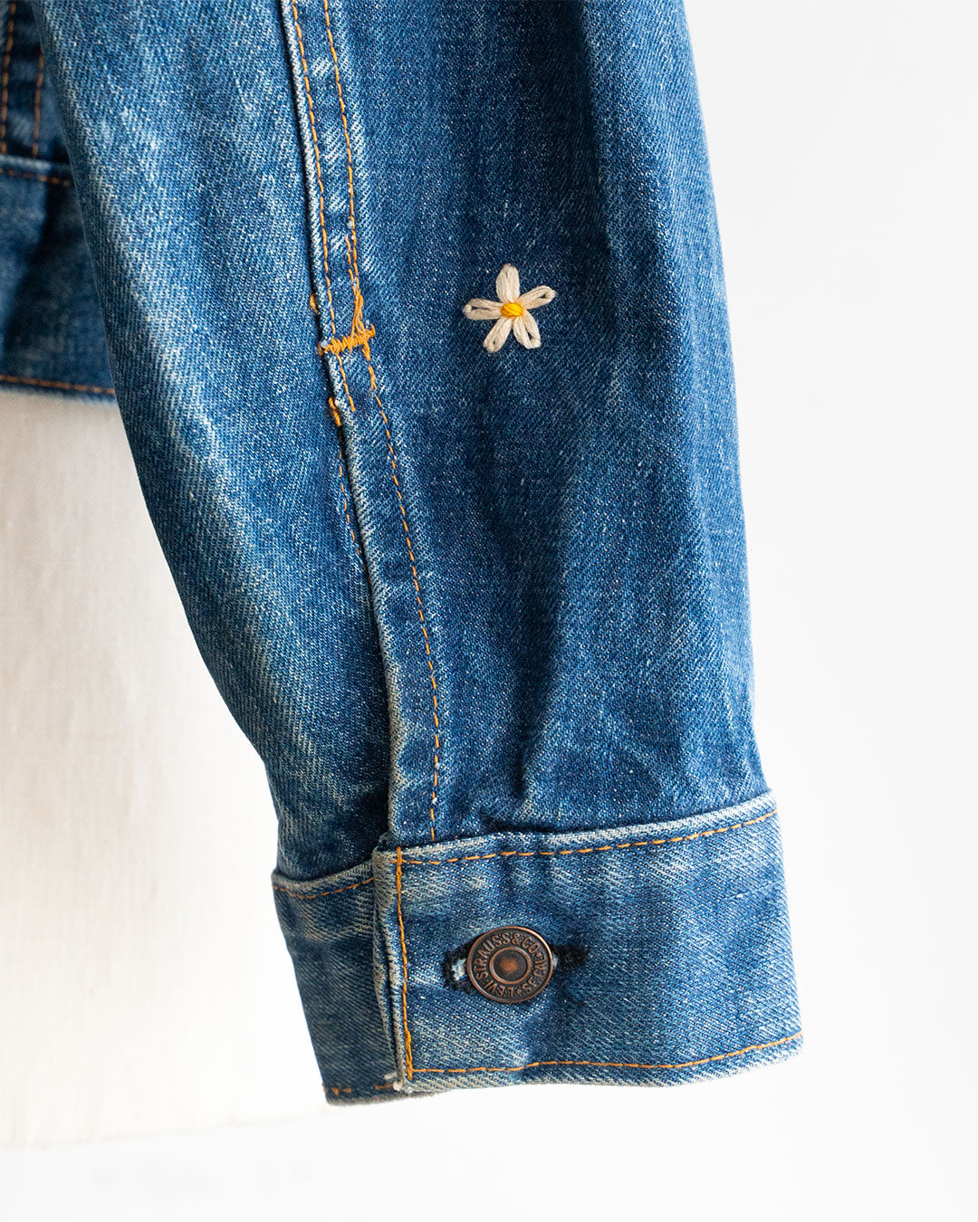 【SHANANA MIL】Used 70505 Denim Jacket 『Hand Embroidery Daisy』made in USA ②