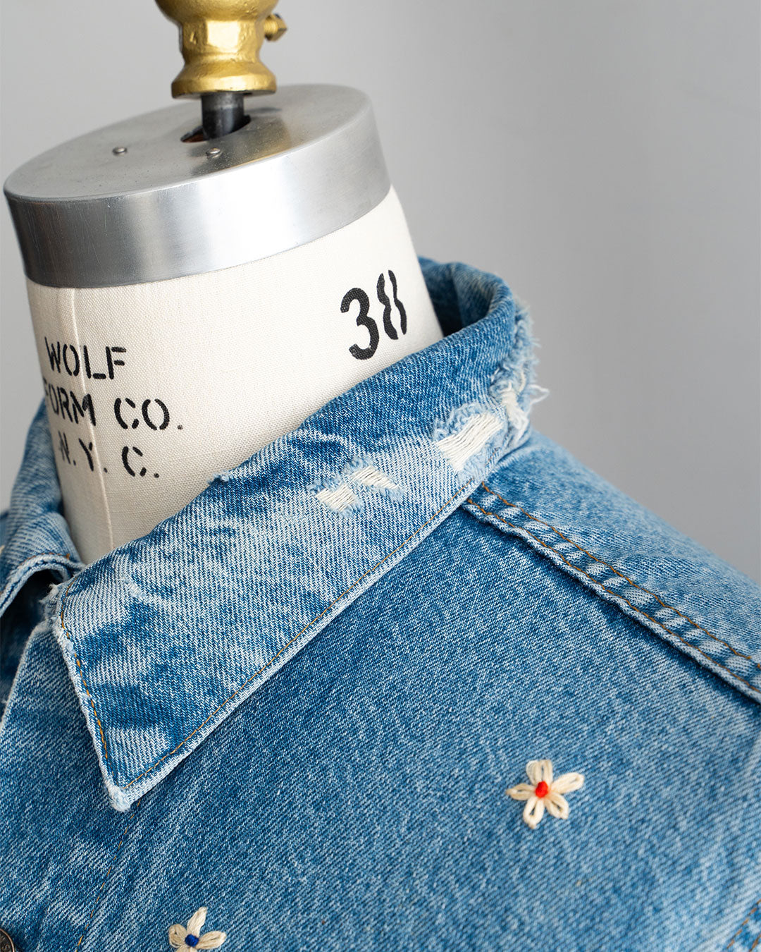 【SHANANA MIL】Used 70505 Denim Jacket 『Hand Embroidery Daisy』made in USA ③