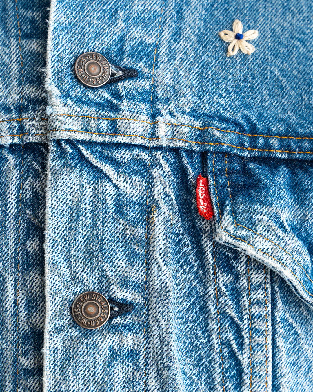 【SHANANA MIL】Used 70505 Denim Jacket 『Hand Embroidery Daisy』made in USA ③