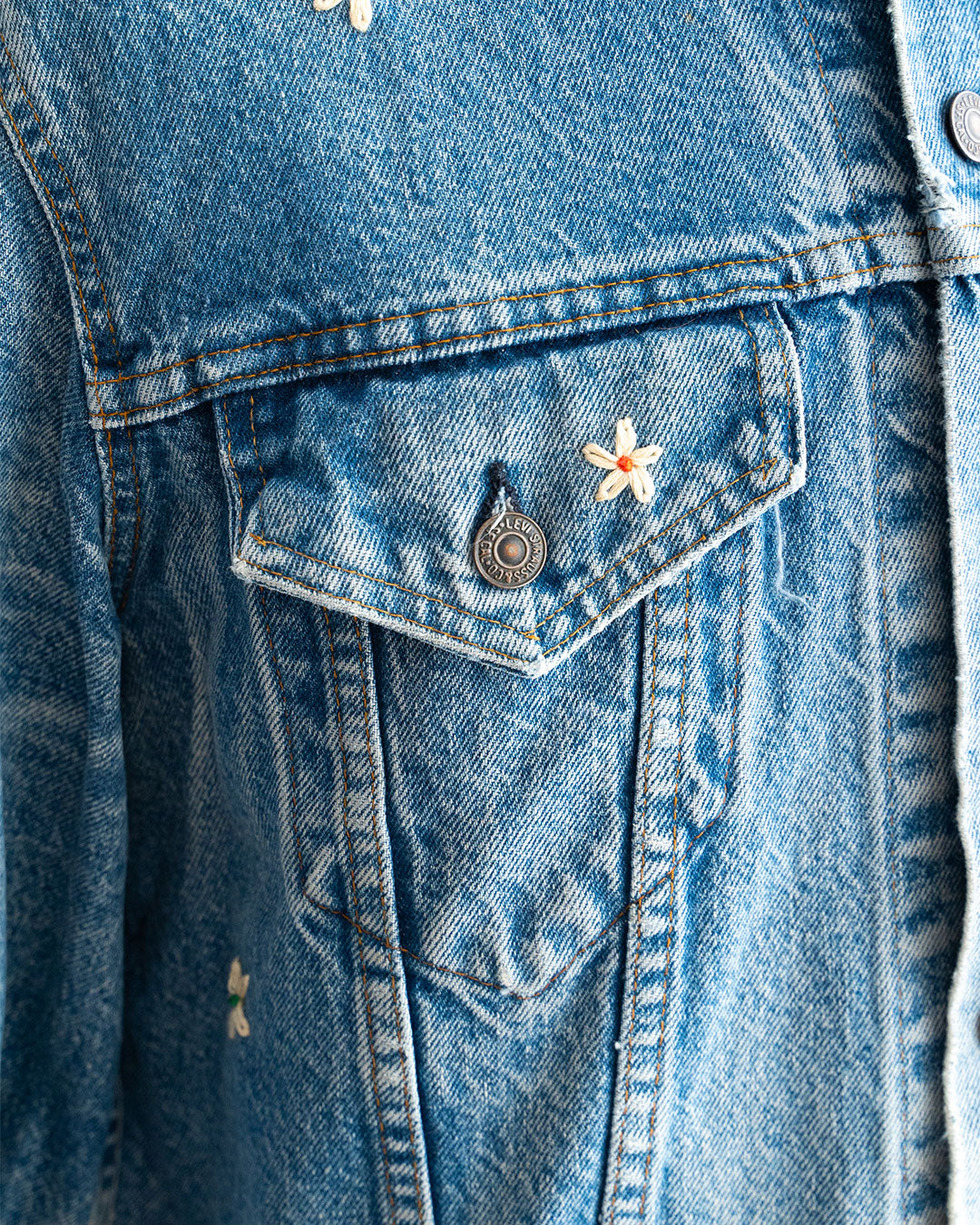 【SHANANA MIL】Used 70505 Denim Jacket 『Hand Embroidery Daisy』made in USA ③