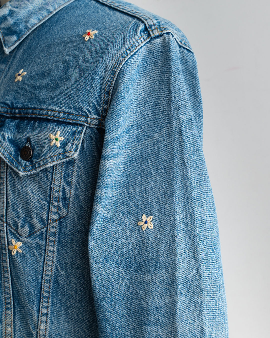 【SHANANA MIL】Used 70505 Denim Jacket 『Hand Embroidery Daisy』made in USA ③
