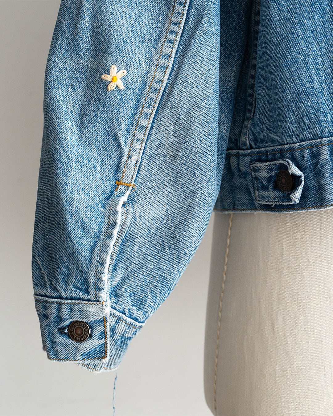 【SHANANA MIL】Used 70505 Denim Jacket 『Hand Embroidery Daisy』made in USA ③