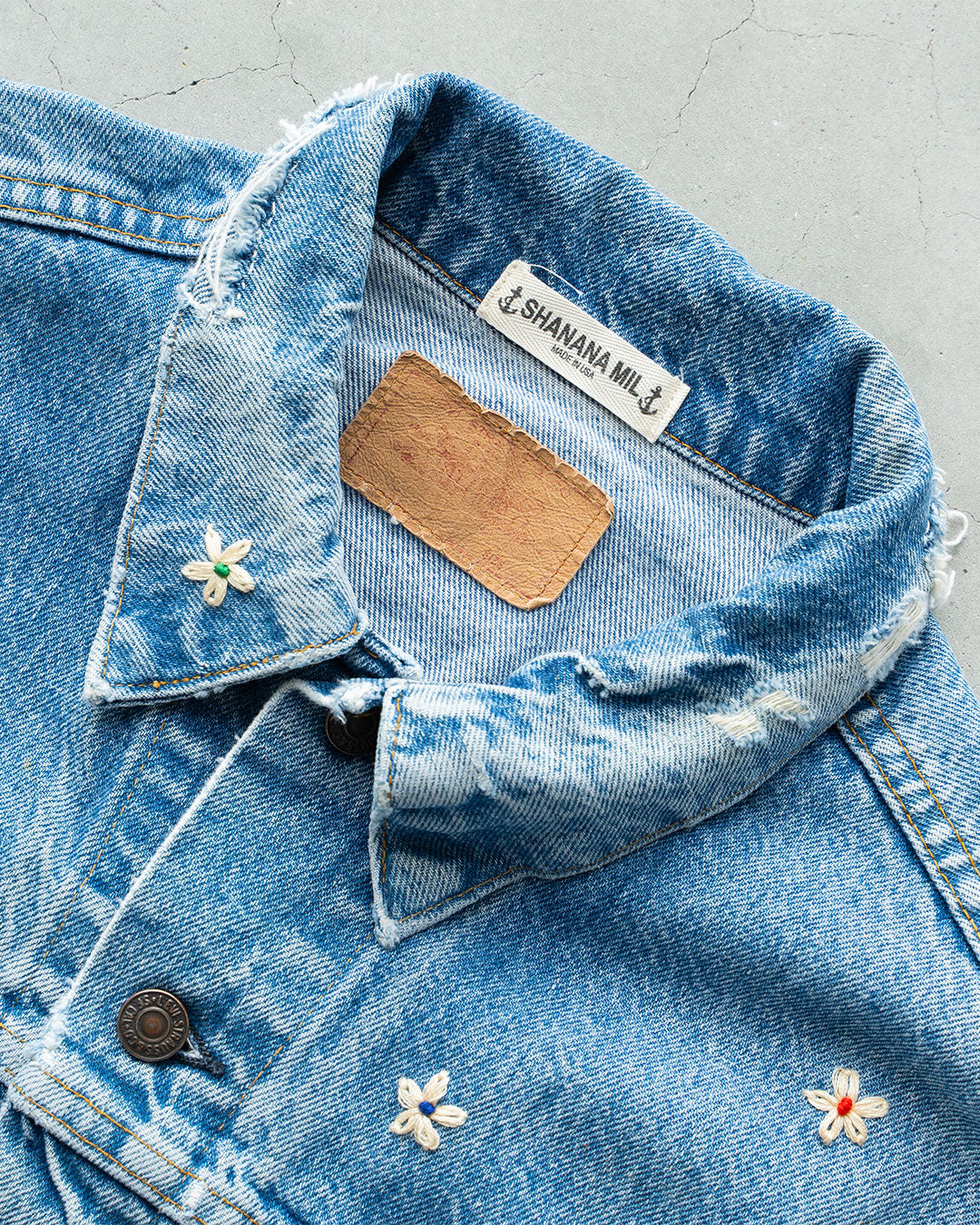 【SHANANA MIL】Used 70505 Denim Jacket 『Hand Embroidery Daisy』made in USA ③