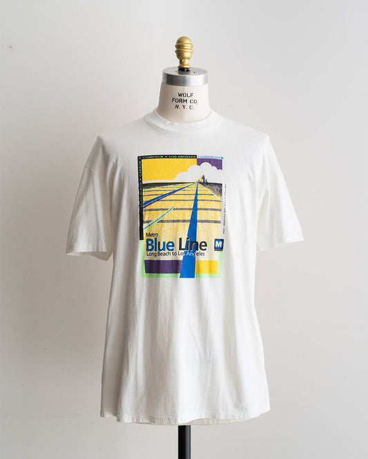 【VINTAGE】90s 『Metro Blue Line』 Printed T-Shirt 『Made in U.S.A』