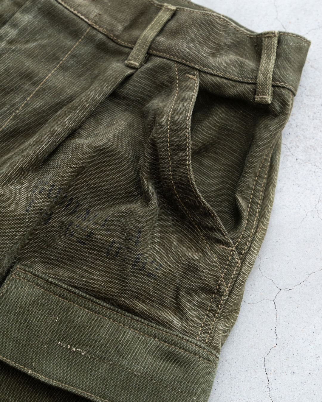 【HEXICO】Side Cargo Shorts 『US Military 40-70s Duffel Bag Cotton With 13 Stars Button』⑥