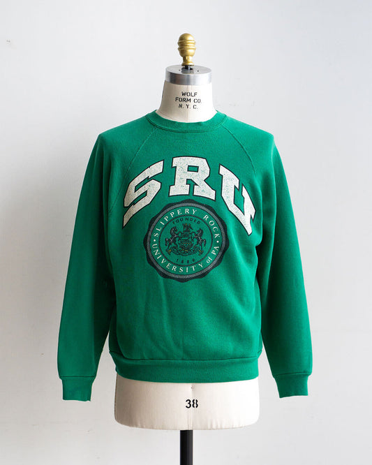 【Vintage】80s University Graphic Sweat 『SRU』 DISCUS ATHLETIC