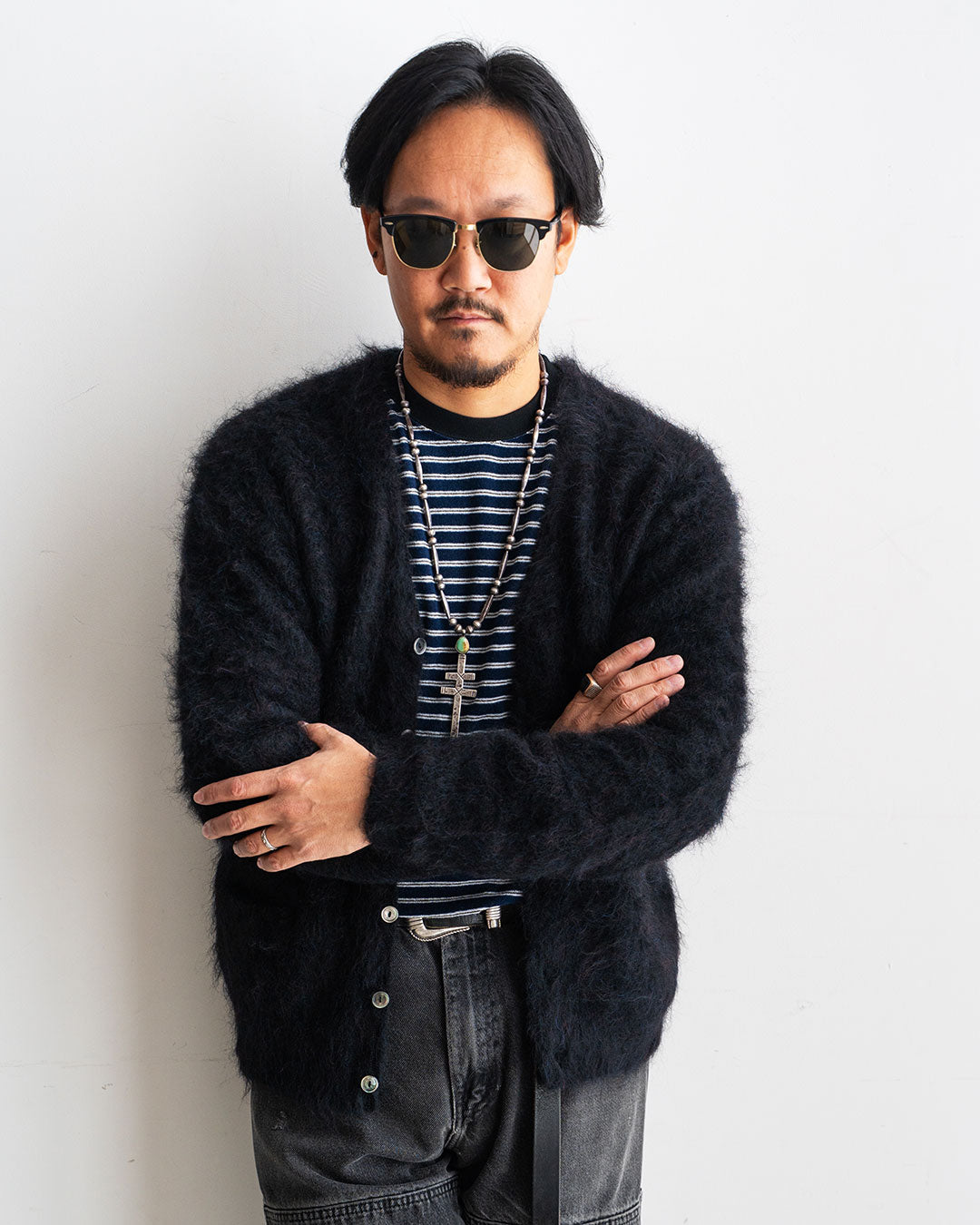 【Authentic Reproduction Products】Premium Classic Mohair Cardigan W/Pocket『Abstract Black』