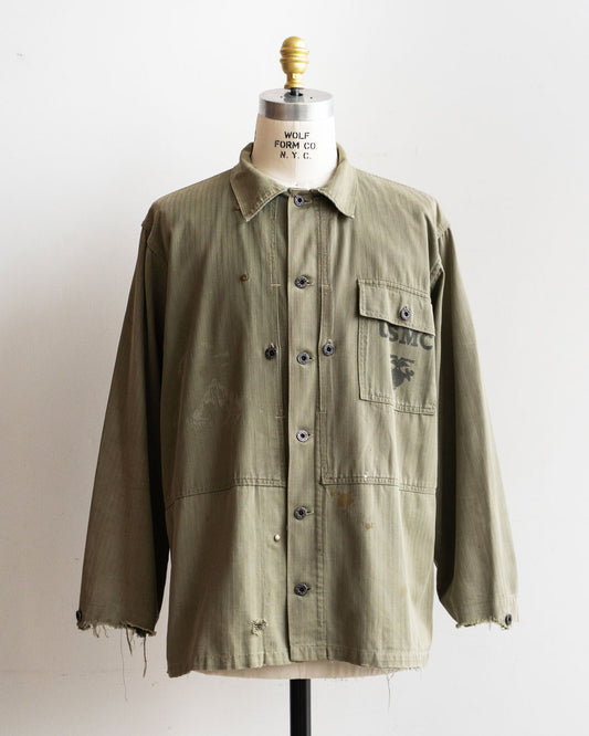 【VINTAGE】 40s USMC P-44 Herringbone Jacket "Good Size & Fade"
